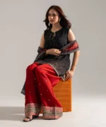 3 Piece - Embroidered Silk Suit