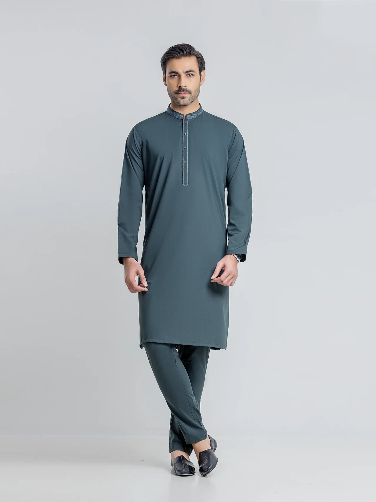 EMTKPT6-113_4 Embroidered Blended Kurta Pajama Men | Tailored Fit - Image 1