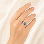 Tehreer Jewels Sky Blue Oval-Cut Three-Stone 925 Silver Sterling Ring - Image 2