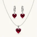 Tehreer Jewels - Red Heart Pendant Necklace & Matching Earrings Set