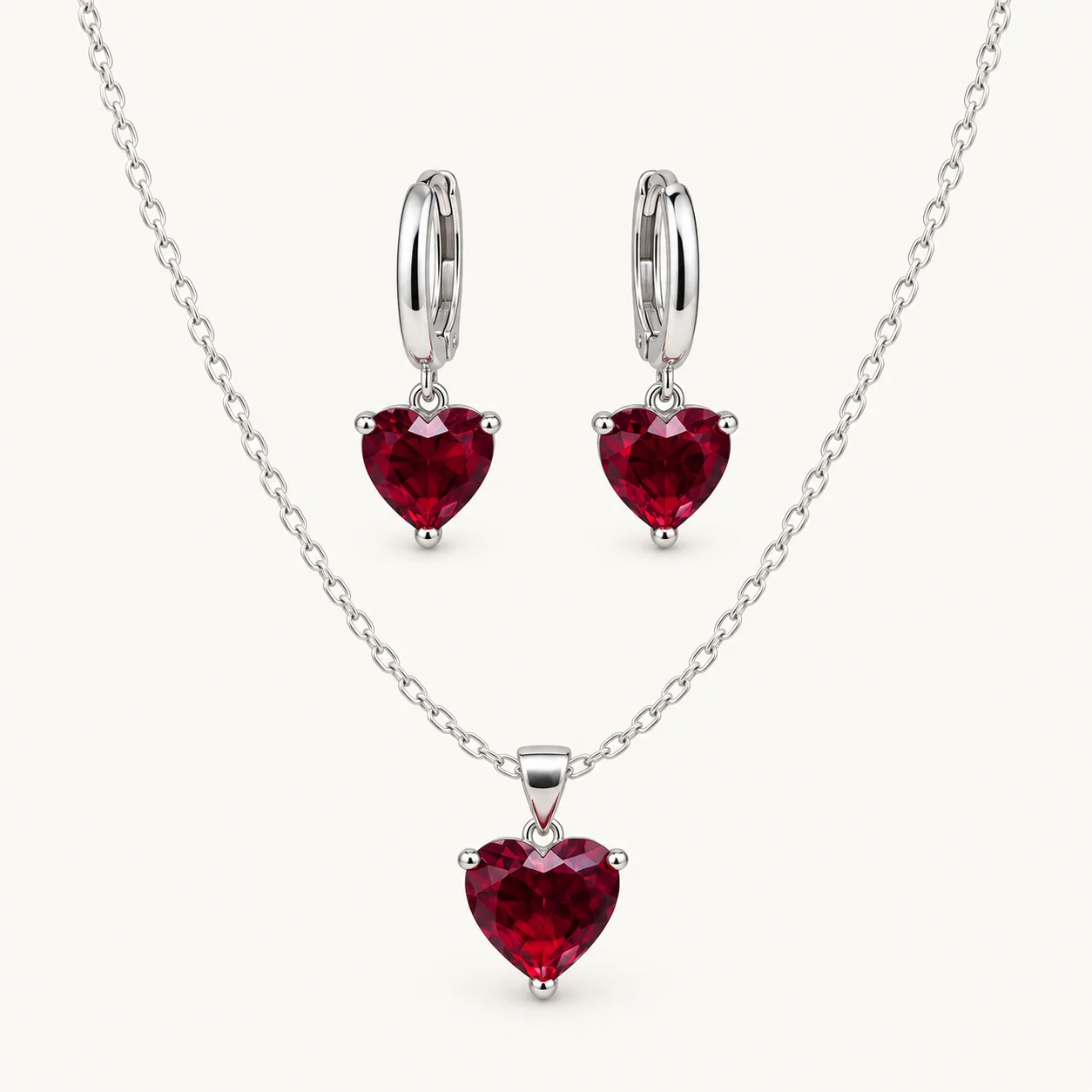 red-heart-necklace-earrings-main Tehreer Jewels - Red Heart Pendant Necklace & Matching Earrings Set - Image 1